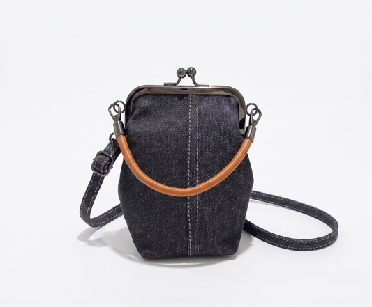 JIREN Denim Mini Sling Bag - Black